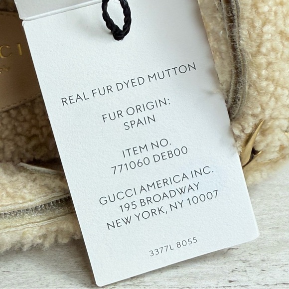Gucci Women’s 38.5 Merino Wool Shearling GG Marmont Dad Sandals Buterscotch NEW - Picture 9 of 16